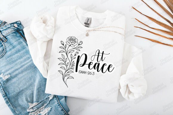 At Peace Floral Faith Typography for T-Shirt Designs
