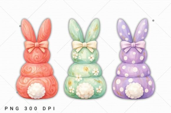 Easter Bunnies Hand-Painted PNG, Spring for T-Shirt Designs
