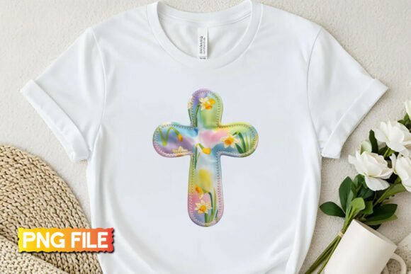 Easter Patchwork Cross PNG for T-Shirt Designs