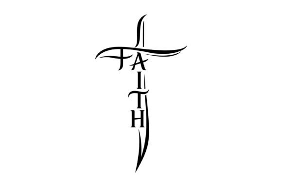 Faith Cross Lettering Minimal Design for T-Shirt Designs