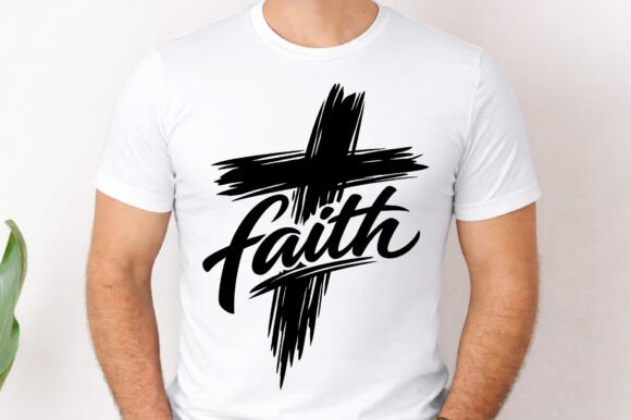 Faith Cross Religious Typography Png for T-Shirt Designs