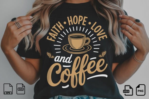 Faith Hope Love and Coffee Design T-Shirt Designs
