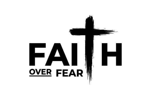 Faith Over Fear Cross Typography