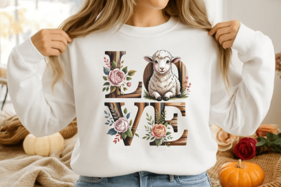 Floral Bible Faith Love Lamb PNG for T-Shirt Designs
