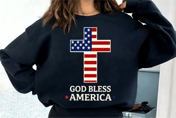 God Bless America Cross PNG for T-Shirt Designs