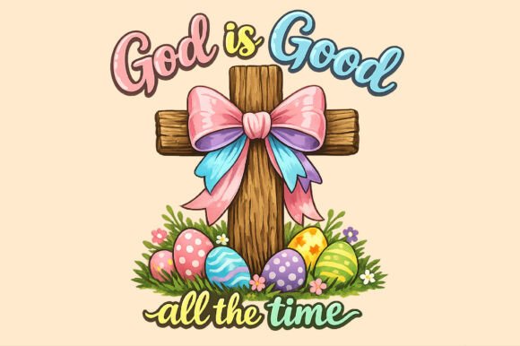 God is Good All the Time Easter Cross for T-Shirt Designs
