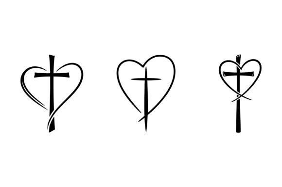Heart Cross Symbol Set for T-Shirt Designs