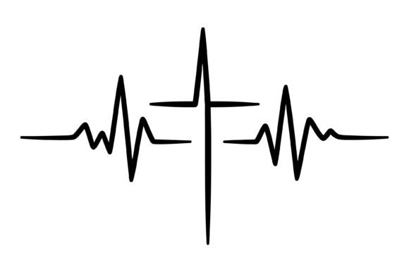 Heartbeat Cross Faith Line Design