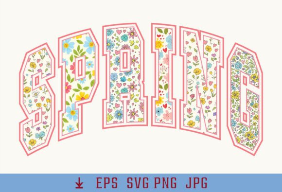 Retro Floral Varsity Spring PNG