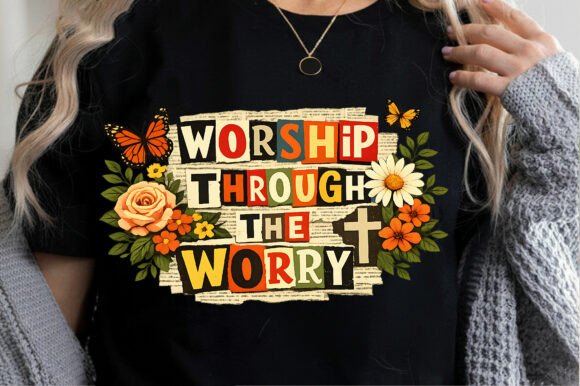 Retro Vintage Worship Through the Worry T-Shirt Designs